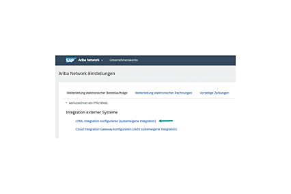 cXML-Konfiguration im eProcurement-System