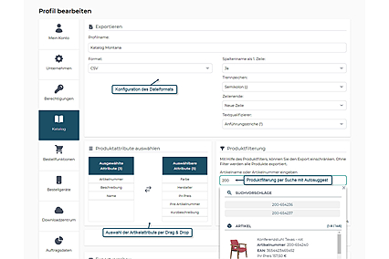 Katalogexport der avanta B2B E-Commerce Lösung