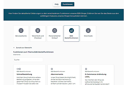 Funktionen nach Kategorien; durchsuchbar
