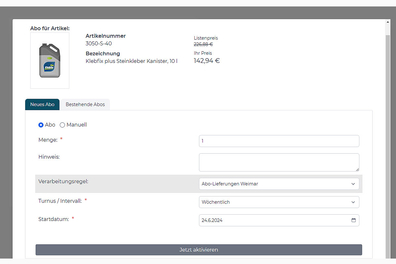 Komfortable Wiederbestellung