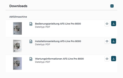 avanta demoshop: customer and machine-related downloads
