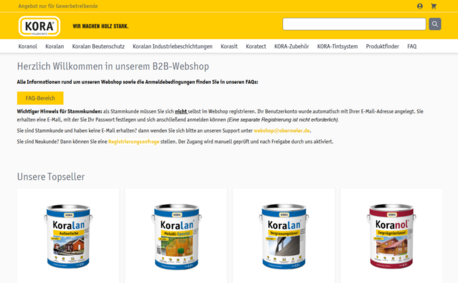 Webshop homepage