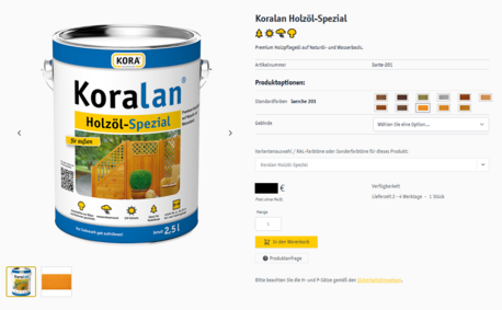 Webshop product detail page