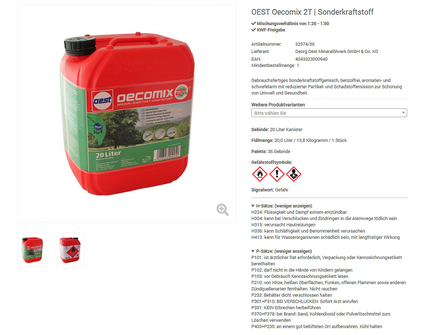 Hazardous substance labeling of items in the webshop